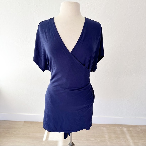 Universal Standard True Blue Navy Fine Jersey Wrap Top | Small 14-16 - Picture 3 of 16